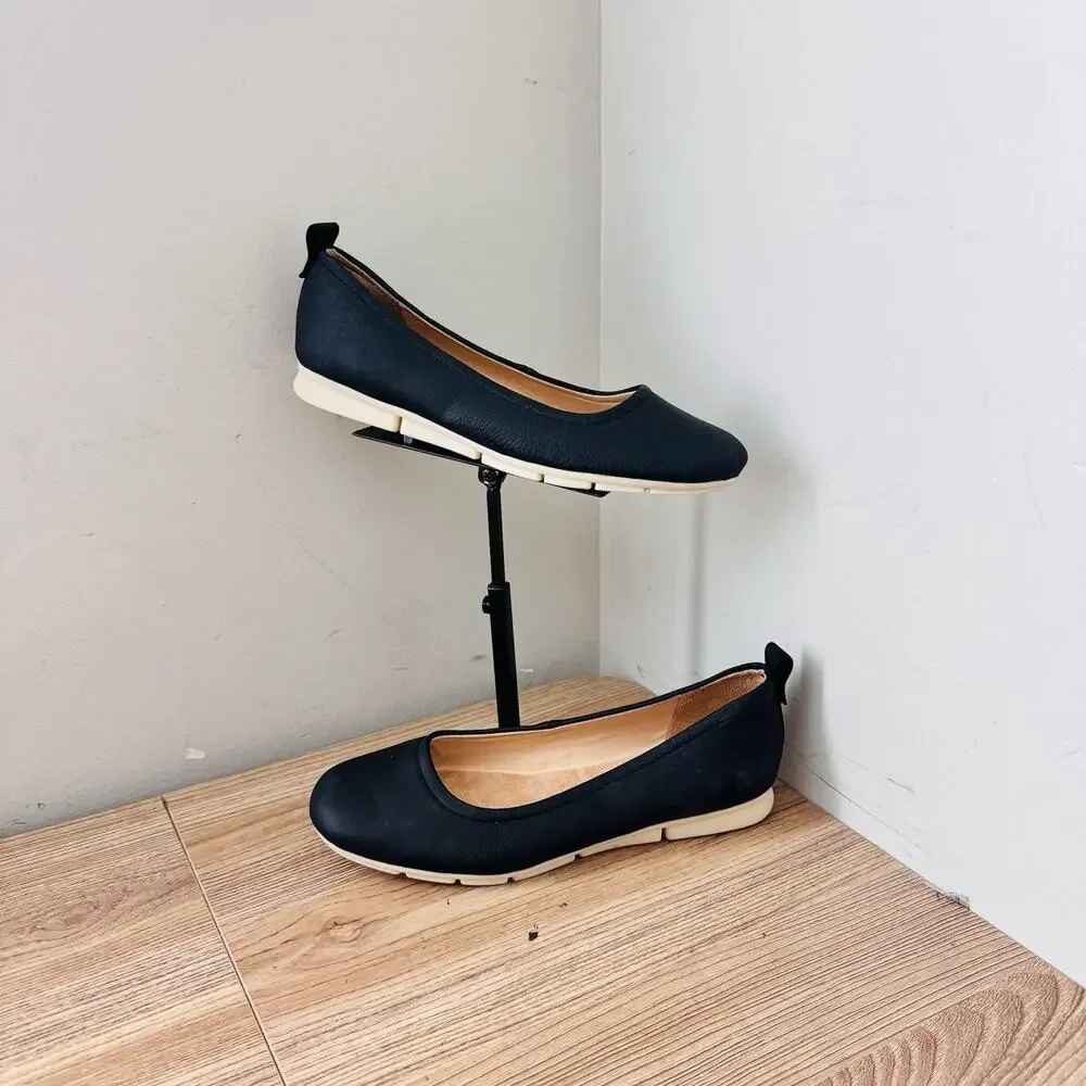 Dr Scholls Timeless Black Leather Ballerina Flats Women’s Size 6